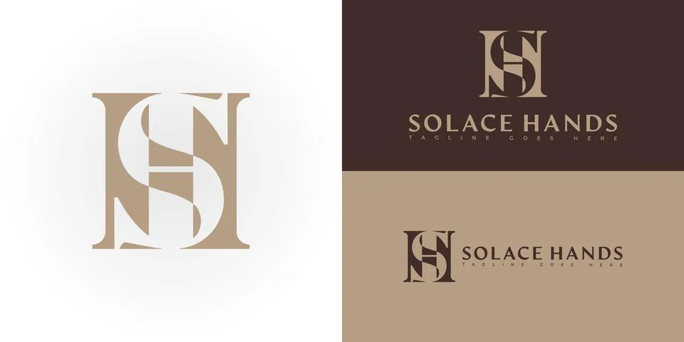 Modern initial vector letter SH or HS logo in beige color Stock-Illustration