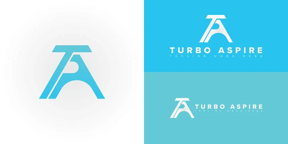 Modern initial vector letter TA or AT logo in blue color Stock Illustration