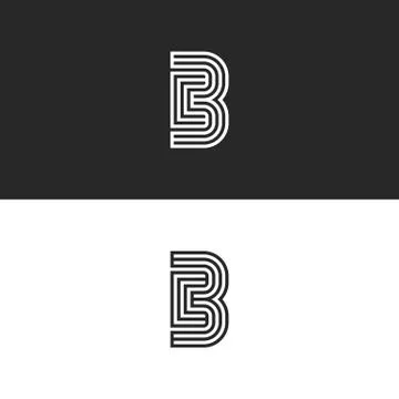 Modern initials CB logo creative monogram, minimal style parallel thin lines  Stock Illustration