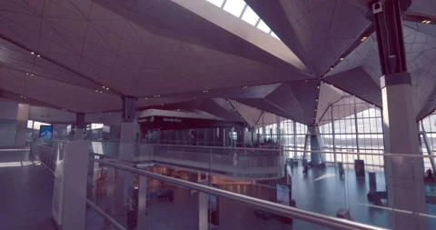 Modern inside architecture of the new of Pulkovo Airport, St. Petersburg, Russia Stock Footage 119595855