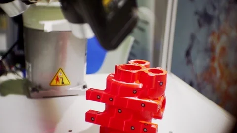 Modern instrument measures a complex part with a laser beam.close-up Stock Footage 124126654