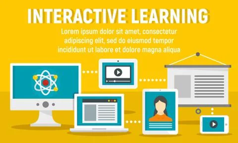 Modern interactive learning concept banner, flat style Stock Illustration