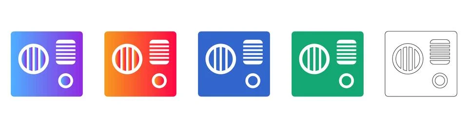 Modern Intercom and Audio System Icons Stock Illustration