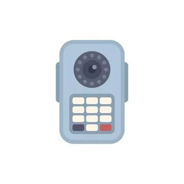 Modern intercom system with camera and keypad displaying security features Illustrazione stock