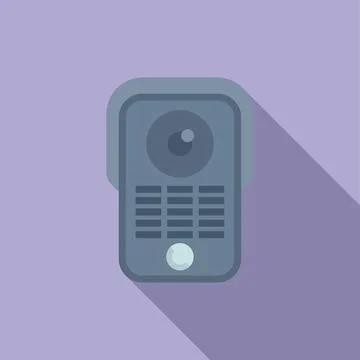 Modern intercom system on purple wall 스톡 일러스트