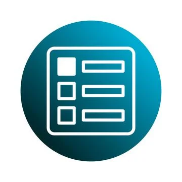 Modern interface design displaying a list icon with blue circle for website.. Illustrazione stock
