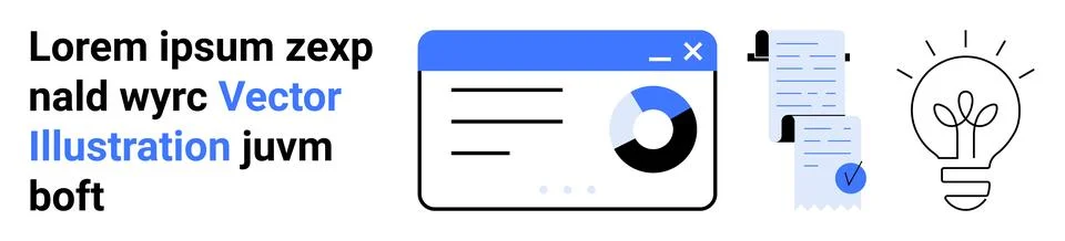 Modern Interface with Graph, Text, and Innovation Elements for Digital Solu.. Stock Illustration