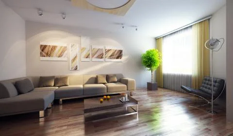 Modern interior 3d render Stock Illustration