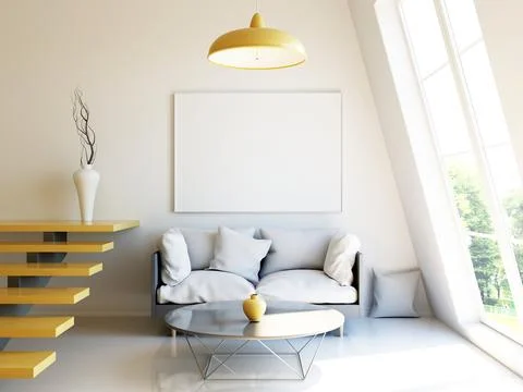 Modern interior 3d render mockup Stock Illustration