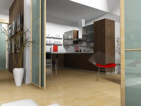 Modern interior of an apartment Stock Illustration