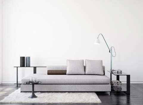 Modern interior background, wall mock up, 3d render Stock Illustration