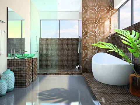 Modern interior of the bathroom Stock Illustration