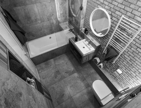 Modern interior of a bathroom in loft Stock Illustration