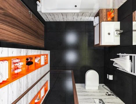 Modern interior of a bathroom in loft Stock Illustration