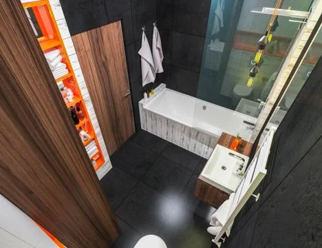Modern interior of a bathroom in loft Stock Illustration