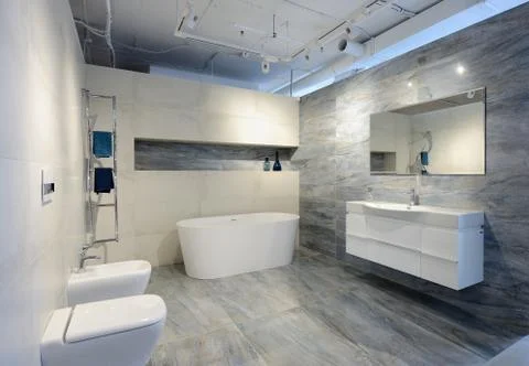 Modern interior. Bathroom Stock Photos