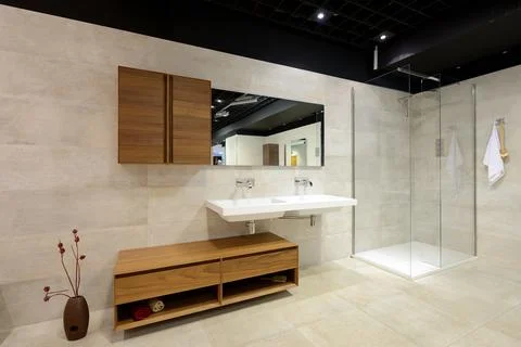 Modern interior. Bathroom Stock Photos