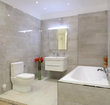 Modern interior. Bathroom. Stock Photos