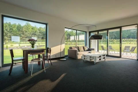Modern interior with beautiful view Stock Photos