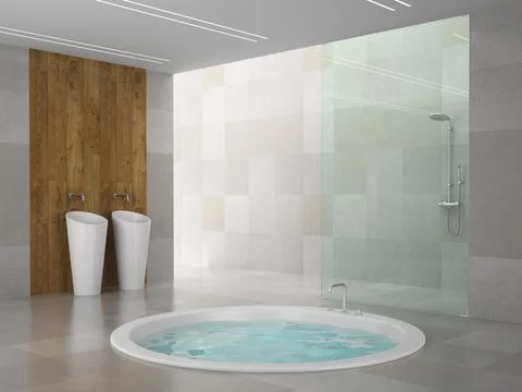 Modern interior of the bedroom 3D rendering Stock Photos