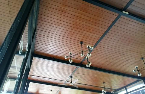 Modern Interior Ceiling With Decorative Pendant Lighting Stock Photos