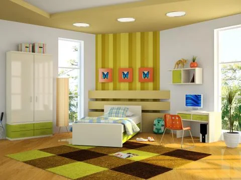 Modern interior of the childroom Stock Illustration