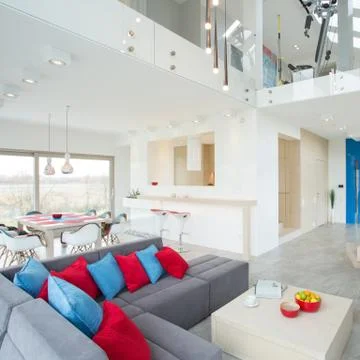 Modern interior with color elements 스톡 사진