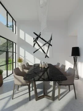 Modern interior composition with table lamp and picture Illustrazione stock