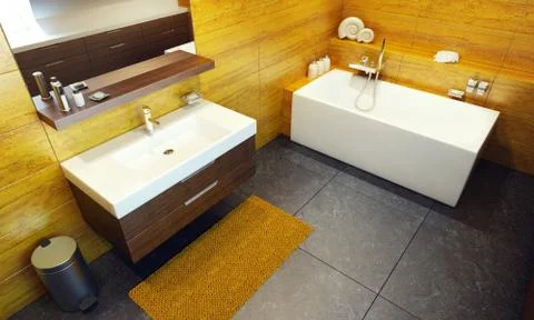 Modern interior design of a bathroom Stock Illustration