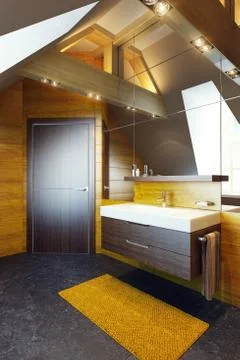 Modern interior design of a bathroom Illustrazione stock