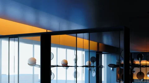 Modern Interior Design Blends Natural Light and Artistic Elements Stock Footage 348240986