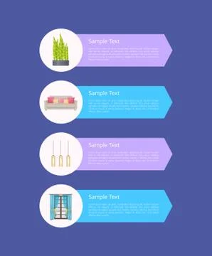 Modern Interior Design Elements with Sample Text Stock Illustration