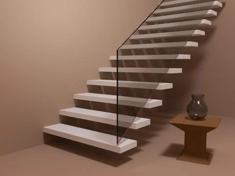 Modern interior design, example of minimalism. 3D render. Stock Illustration