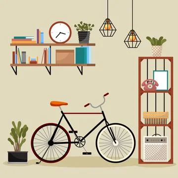 Modern interior design items set concept of creative office room inside 스톡 일러스트