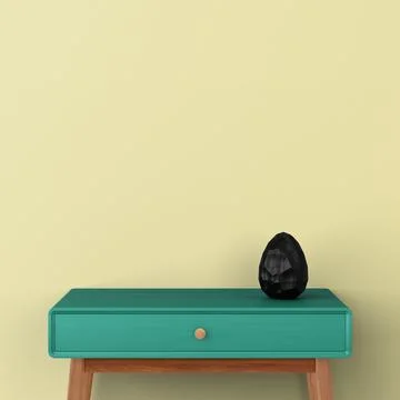 Modern interior design with obsidian stone egg Stock Photos