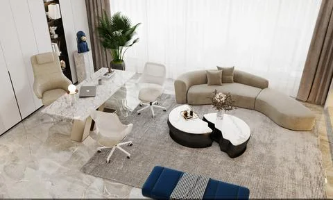 Modern interior design office with light colors in the background luxury Stock Illustration