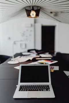 MODERN INTERIOR OF DESIGNER WORKPLACE Stock Photos