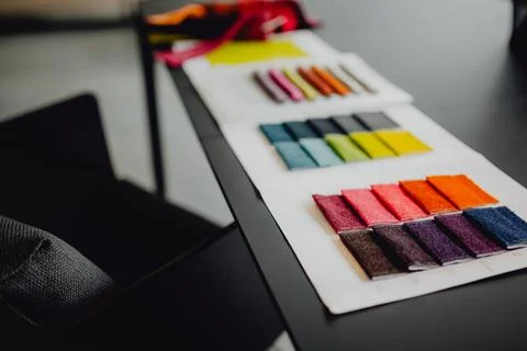 MODERN INTERIOR OF DESIGNER WORKPLACE Stock Photos