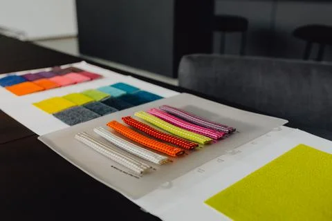 MODERN INTERIOR OF DESIGNER WORKPLACE Stock Photos