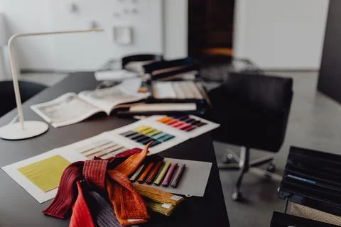 MODERN INTERIOR OF DESIGNER WORKPLACE Stock Photos