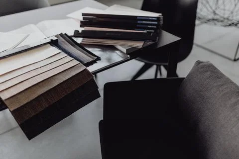 MODERN INTERIOR OF DESIGNER WORKPLACE Stock Photos