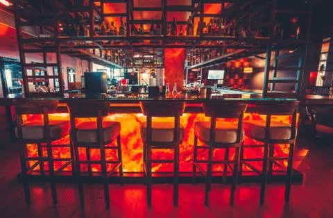 Modern interior of empty luxury restaurant Stock Photos