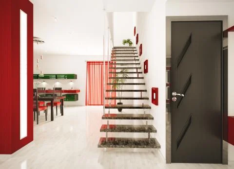 Modern interior of hall 3d render Stock Illustration