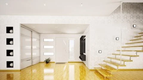 Modern interior of hall 3d render Stock Illustration