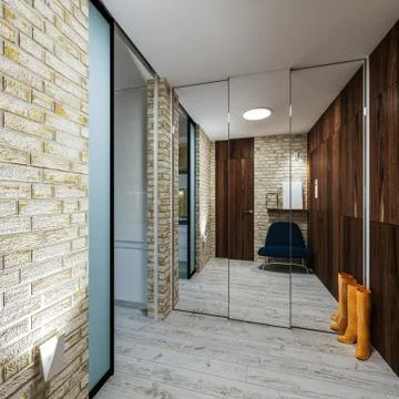 Modern interior of a hall in loft Stock Illustration