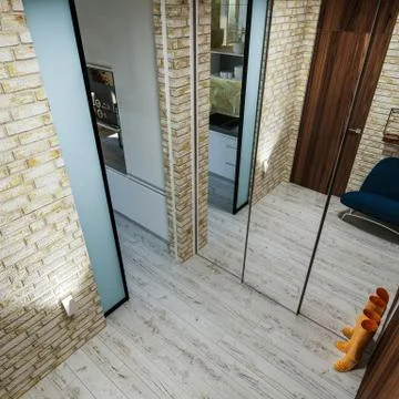 Modern interior of a hall in loft Stock Illustration