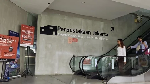 Modern Interior of Jakarta Public Library Stock Footage 329418004