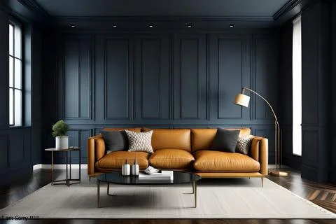 Modern interior of living room with  sofa Stock Illustration