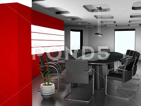The modern interior of office 3d image Stock Illustration