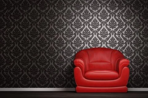 Modern interior with red armchair Stock Illustration
